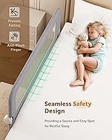 Vista 4 de HOMEAL Riel de cama para niños pequeños - Rieles de cama plegables extra largos de 59"x24" para niños pequeños para cama King, Queen, Twin, Full