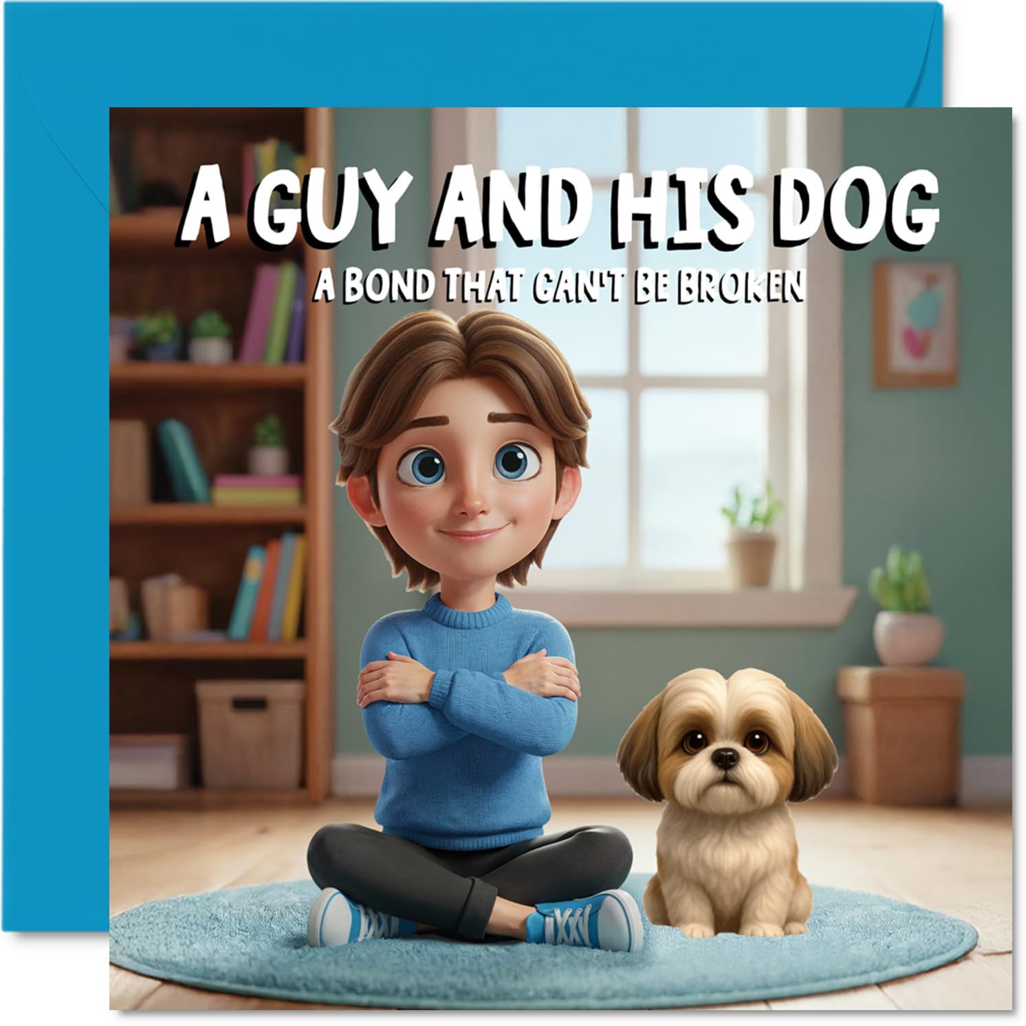 Shih Tzu Birthday Card for Men - A Guy and His Dog - Happy Birthday Card for Men, 145mm Male Greeting Cards