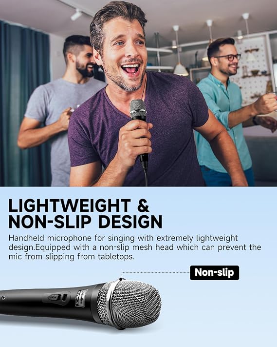 Moukey Karaoke Microphone, Dynamic Microphone with 13 ft Cable, Metal Handheld Cardioid Wired Mic, XLR Microphone for Singing, Compatible w/Karaoke Machine/PA System/Amp/Mixer, Black