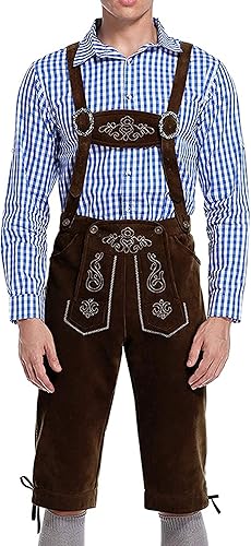 GloryStar Lederhosen - Pantalones de cuero para hombre alemán bávaro para el Oktoberfest