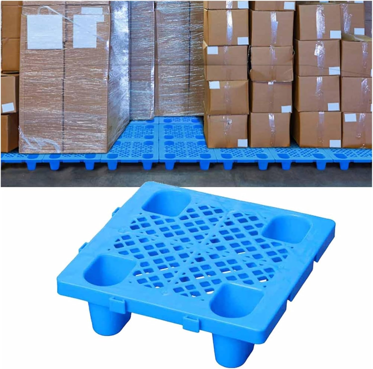 Plastic Pallet, HDPE Splicable Safety Storage Grid Pads, Lightweight Moisture-Proof Ventilation Pallet For Outdoor Supermarket Kitchen Warehouse ( Color : Blue , Size : 40x40x12cm/15.74x15.74x4.72in )