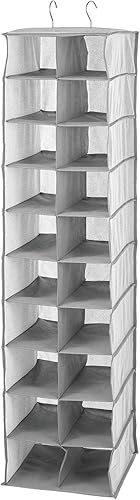 Miniatura 8 de mDesign Organizador de armario de tela suave, para zapatos, bolsos, embragues, accesorios, grande, 20 estantes sobre la barra de almacenamiento,