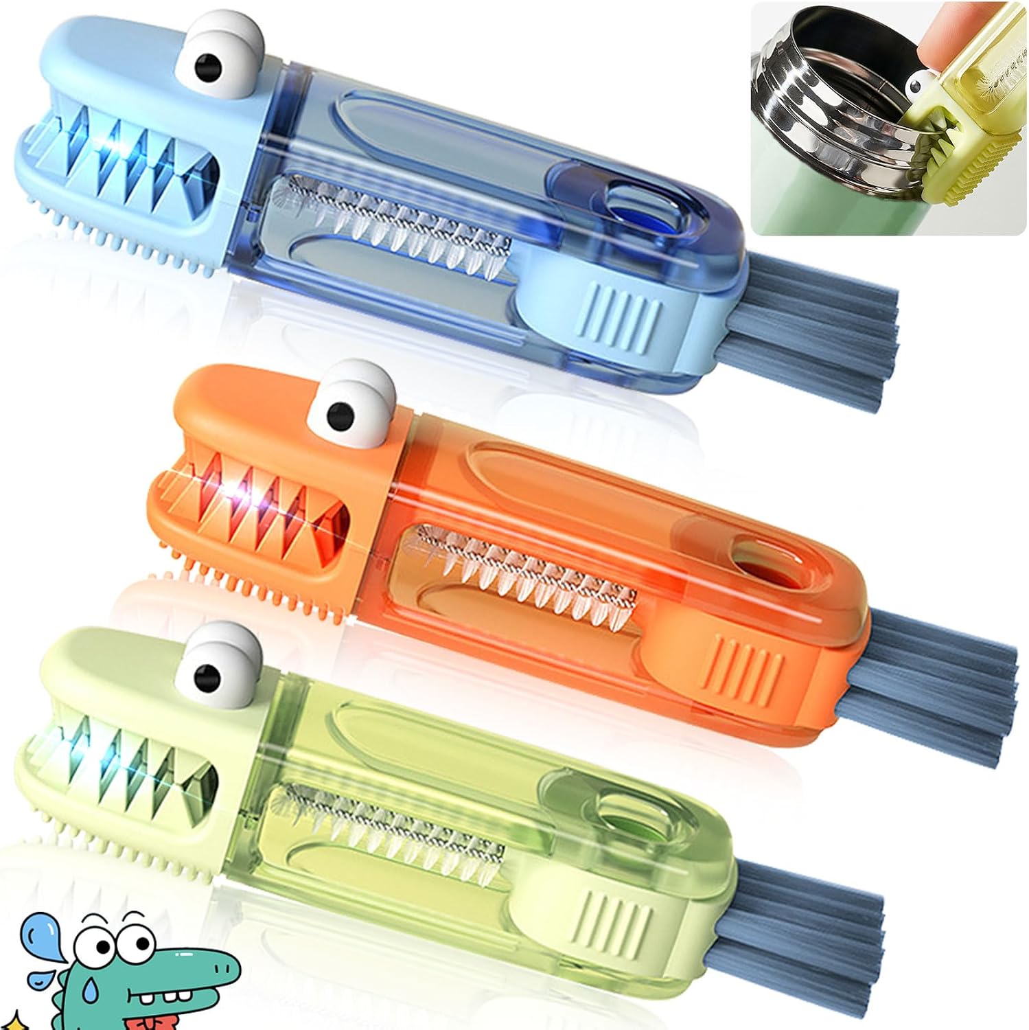 3 in 1 Cup Lid Cleaning Brush, Gap Cleaner Brushs - Home Kitchen Multifunctional Bottle Cleaning Brush Set, Portable Travel Bottle Lid Cleaner Tools