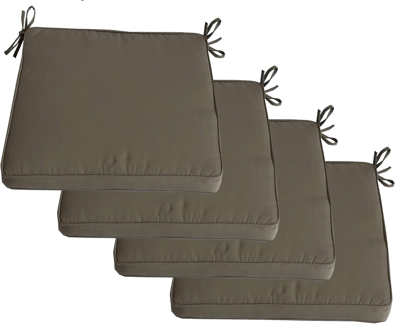 Comfort Classics Indoor/Outdoor SEAT Cushion Boxed and WELT in Sunbrella Set of 4 (18 X 18 X 2.5, Taupe)