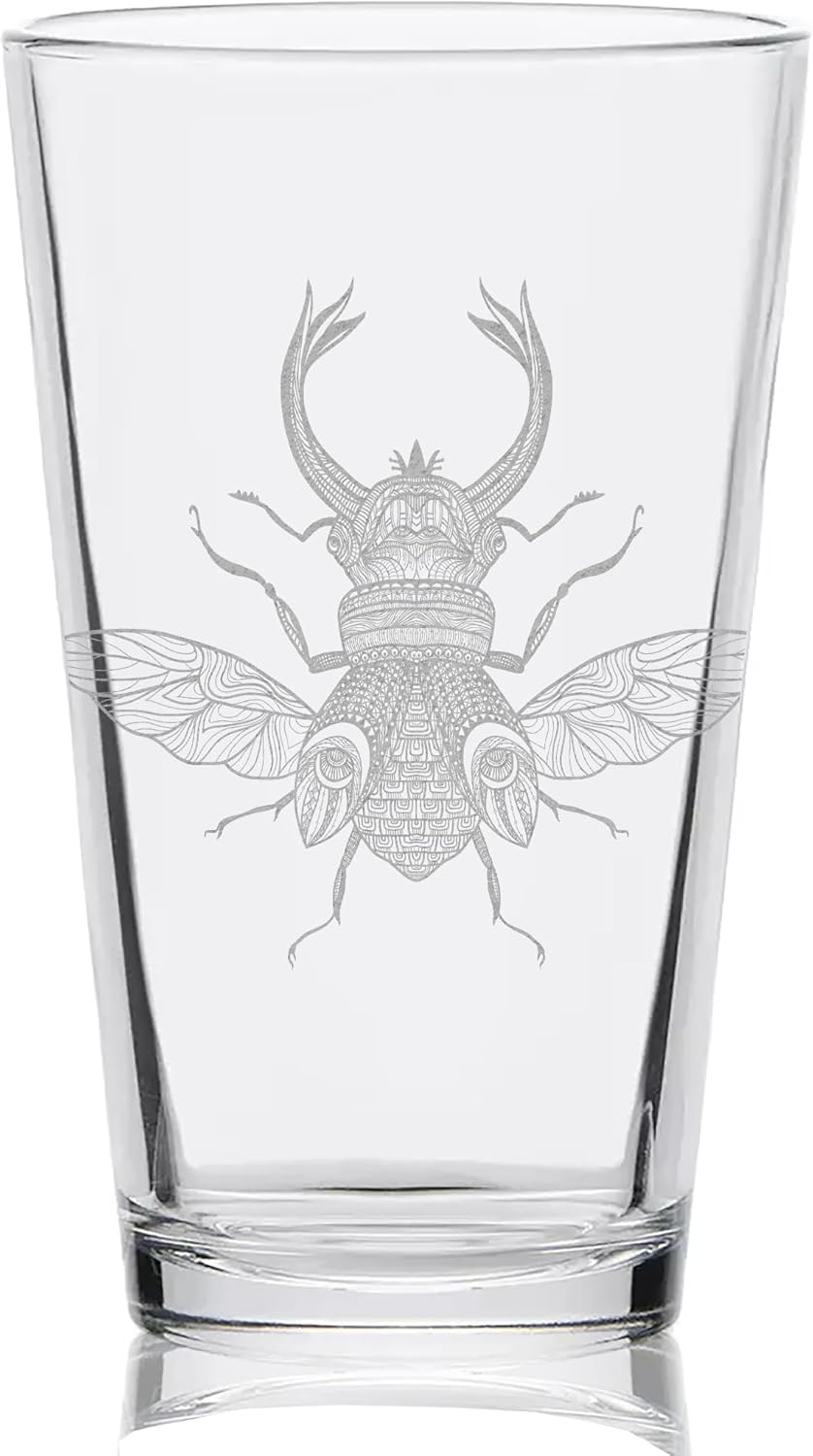 LumEngrave SPIRIT ANIMAL SCARAB BEETLE Engraved Pint Glass | Great Animal Gift Idea!