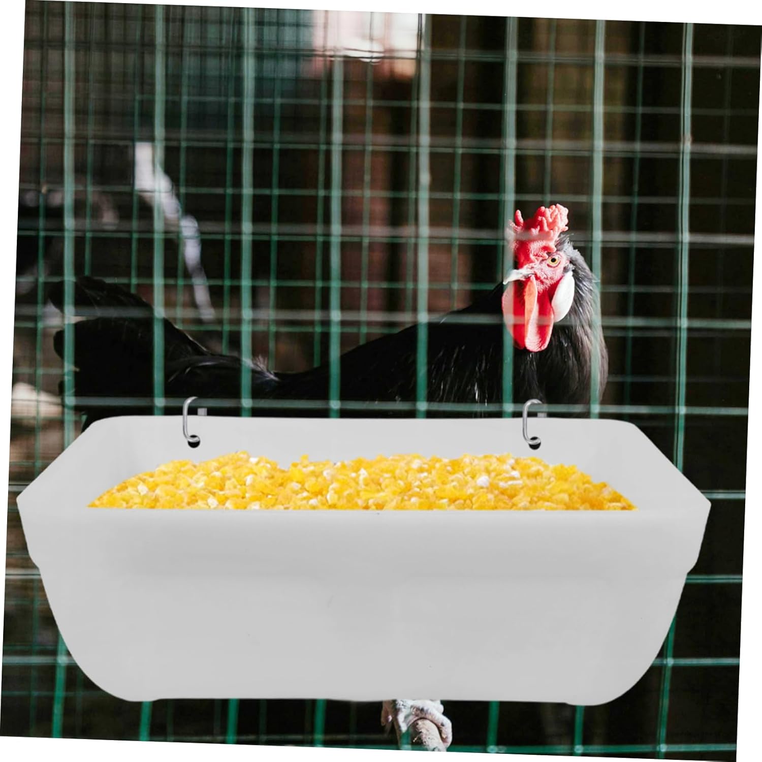 2sets Automatic Poultry Feeder Chicken Feeding Box for Coop Hanging Design Easy to Clean for Geese and Other Poultry Supplies
