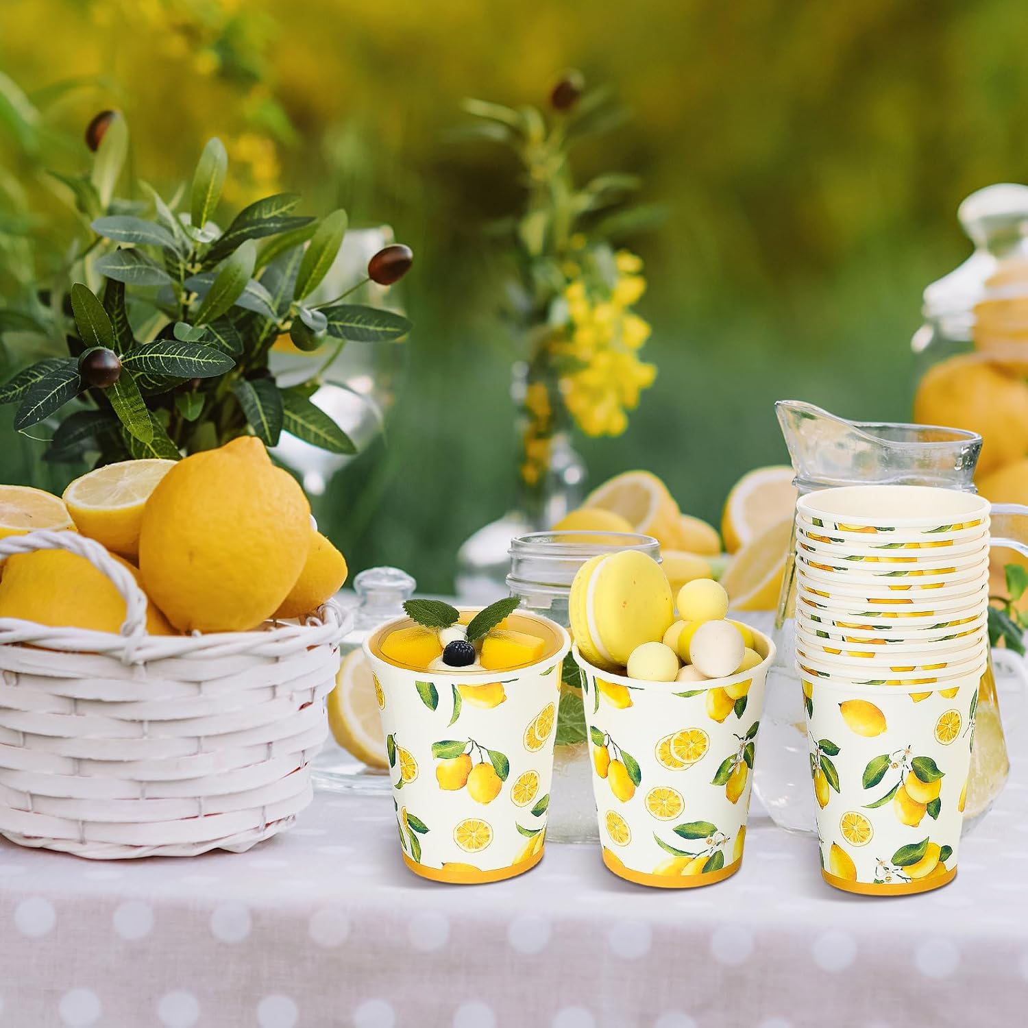 Umigy 100 Pcs Lemonade Paper Cups Disposable Lemonade Stand Cups Bathroom Mouthwash Drinking Disposable Cup for Summer Party Picnics Barbecues Traveling Hot Cold Beverage Water Juice (8 oz)
