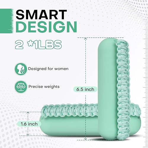 Miniatura 2 de Hikeen - Juego de pesas de mano para mujeres y hombres, mancuernas suaves de 2 (1lb, 2lbs o 3lbs), peso para caminar con correa para manos para