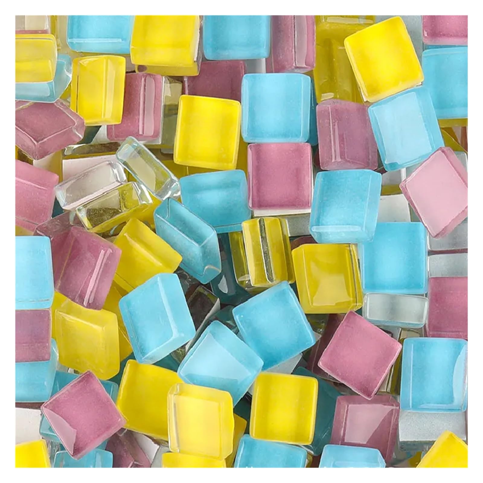 Sppeoukj Color 03 100G Mixed Mosaic Pieces Assorted Color Square Glitter Glass Tiles For Diy Crafts Supplies(Color 03)