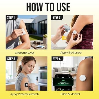 Free-Style Libre 2 Continuous Glucose Monitoring System with 14-Day Sensor, Real-Time Smartphone Readings, Custom Alerts, Water-Resistant Wearable Glucose Meter for Diabetes Management