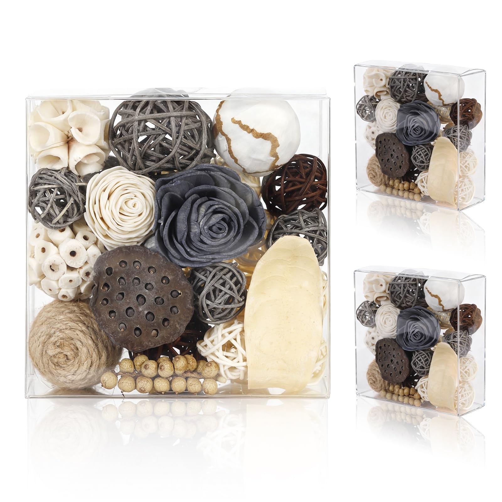 2 Boxes of White Potpourri Bowl Filler Decorative Scented Mixed Dried Flower Vase Filler for Home Decoration (Grey)-image-36