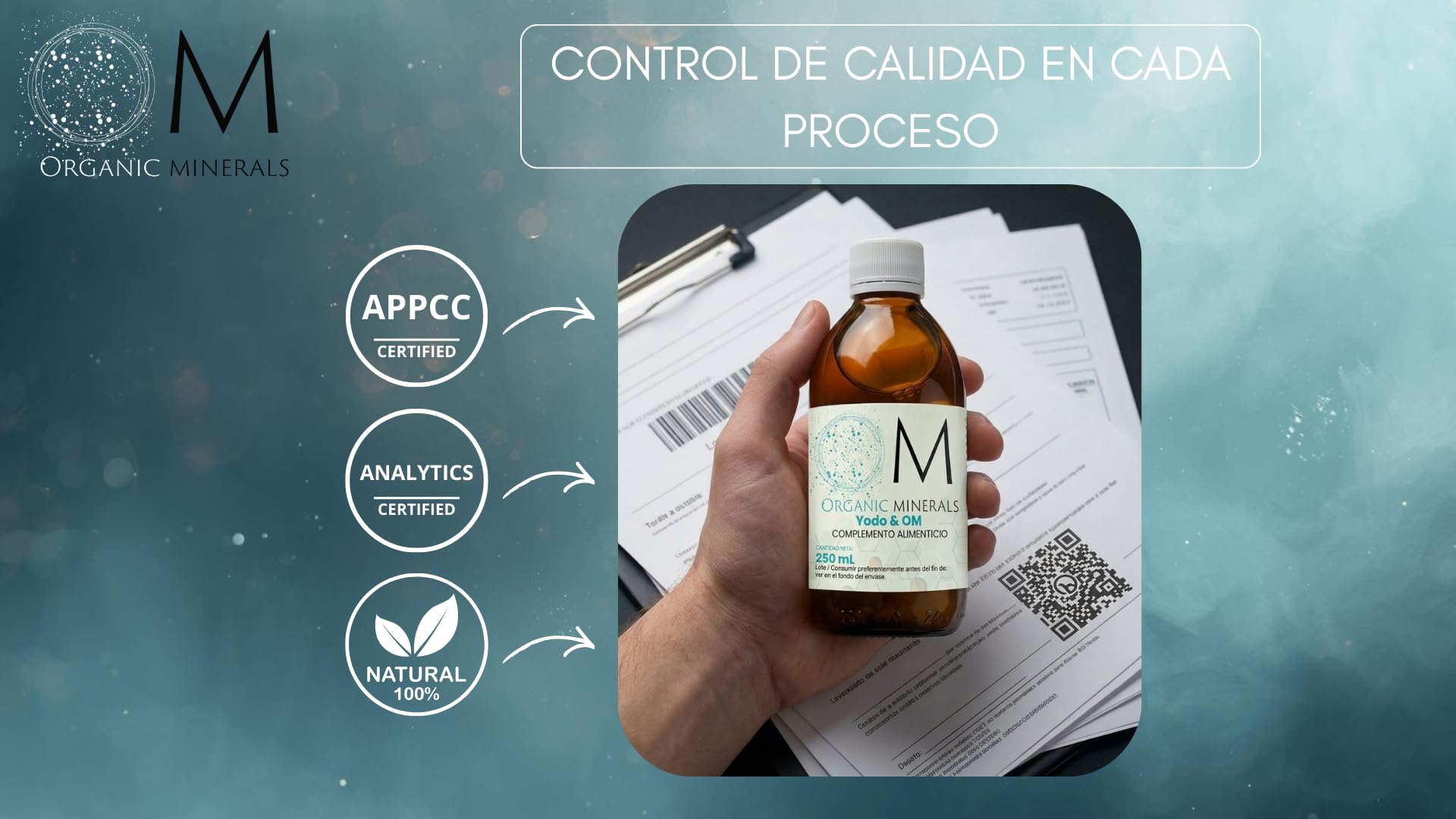 Yodo + Ormus OM Organic Minerals | Suplemento de Minerales Esenciales para Energía y Sistema Inmune | 100% Natural y Bioactivos | Cantidad 500mL