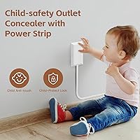 Vista 4 de Cable de extensión con cubierta de toma de corriente de 3 pies, enmascarador de toma de corriente ultradelgado con tira de alimentación de enchufe
