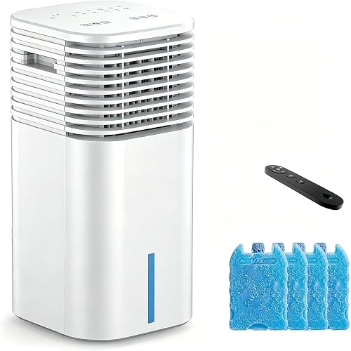 24" Windowless Portable Air Conditioner, 3-IN-1 Portable AC Unit with Remote, 15H Timer & 120°Oscillation, 2-Gal Tank, 3 Modes & 3 Speeds, Ultra-Quiet Ventless Swamp Cooler for Home Office, Off White
