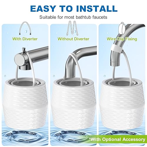 Miniatura 5 de Filtro de baño para bañera  Filtro de agua de baño KDF-55 para grifo de bañera, elimina la mayoría de cloro, plomo, fluoruro y metales pesados
