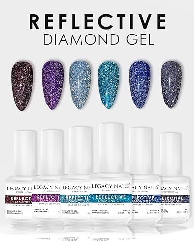 Miniatura 3 de LEGACY NAILS Esmalte de uñas en gel profesional reflectante de cobertura completa, altamente pigmentado (reflectante  Gel de diamante - MALIBU)