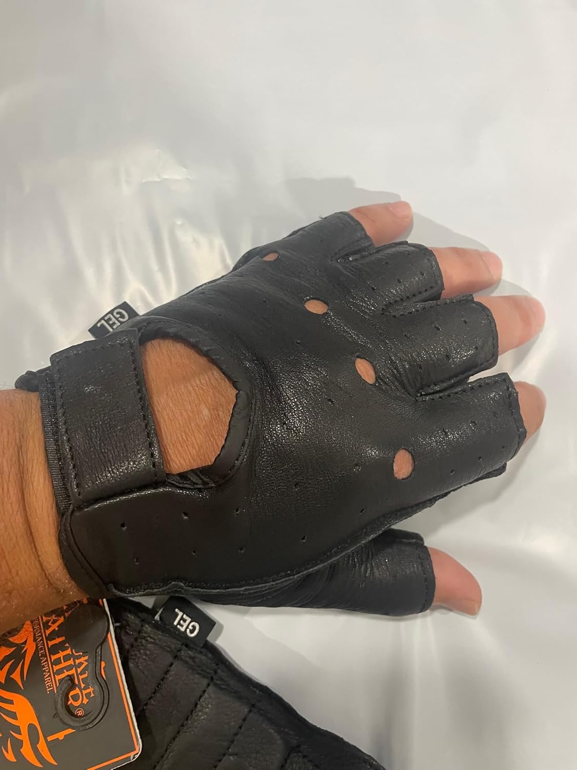 Milwaukee Leather SH851 Men's Black Deerskin Fingerless Gloves with Gel Palm