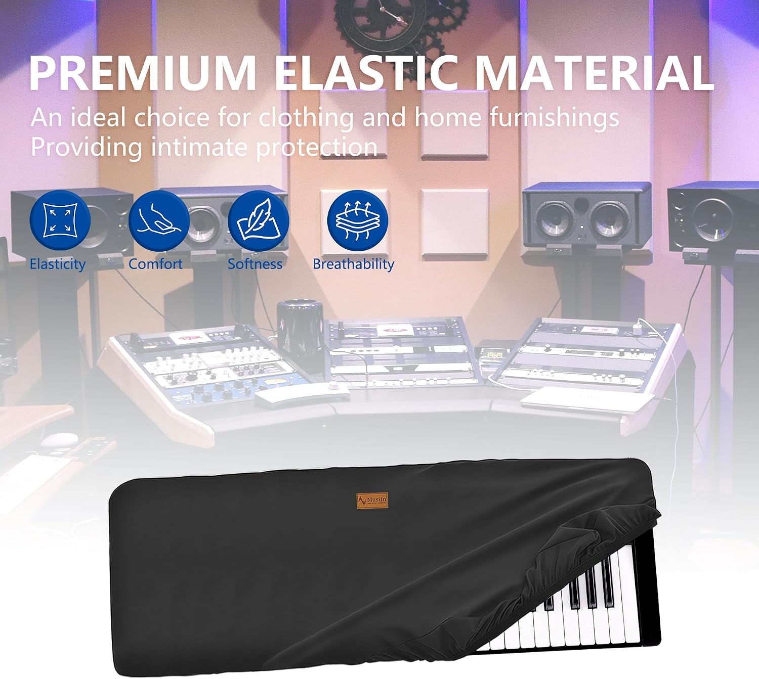 Musiin 49 Keys Piano Keyboard Dust Cover, compatible with A-500PRO, NI A49, Nektar Panorama T4 49, M-Audio Oxygen 49, Premium Chinlon Anti-scratch and dustproof, Soft Touch & Fitted design