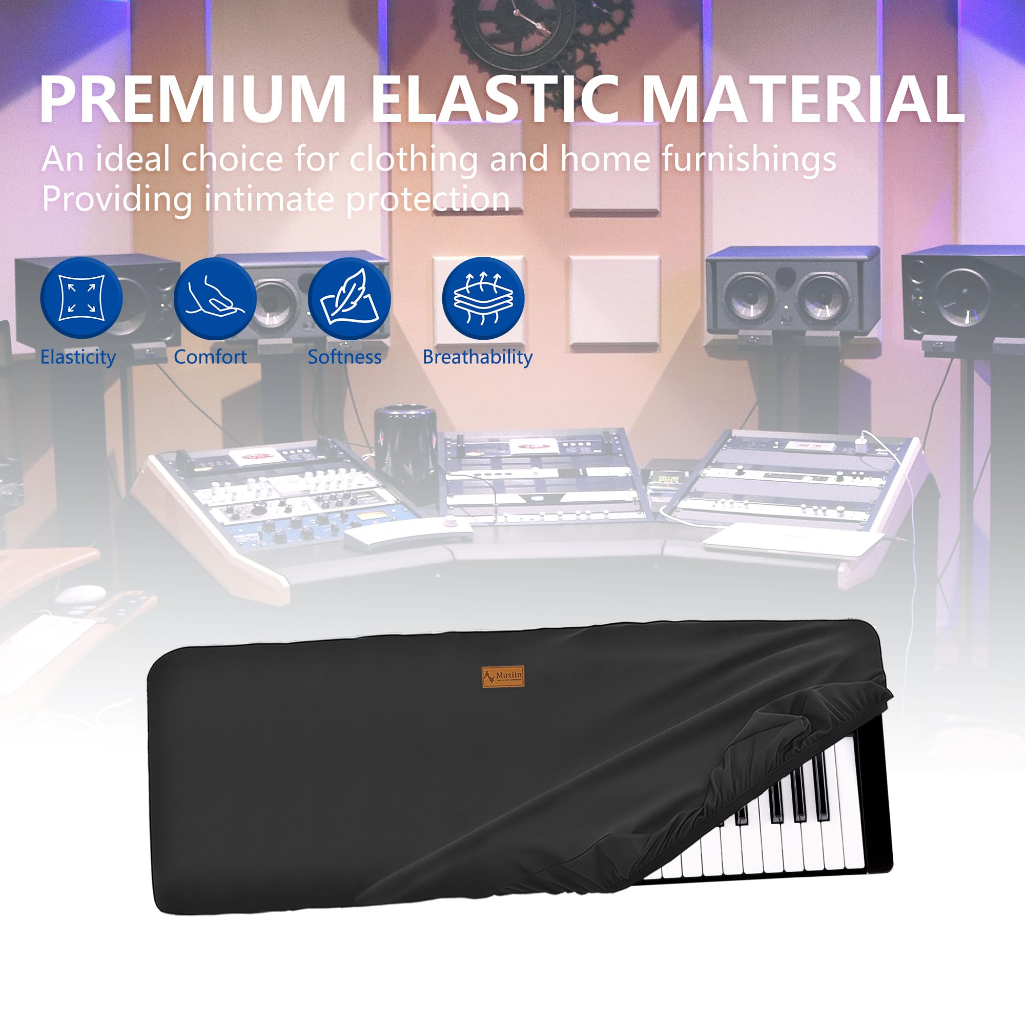 Musiin Staubschutz für Klaviertastatur mit 49 Tasten, kompatibel mit A-500PRO, NI A49, Nektar Panorama T4 49, M-Audio Oxygen 49, Premium Chinlon, kratz- und staubdicht, Soft-Touch- und passgenaues