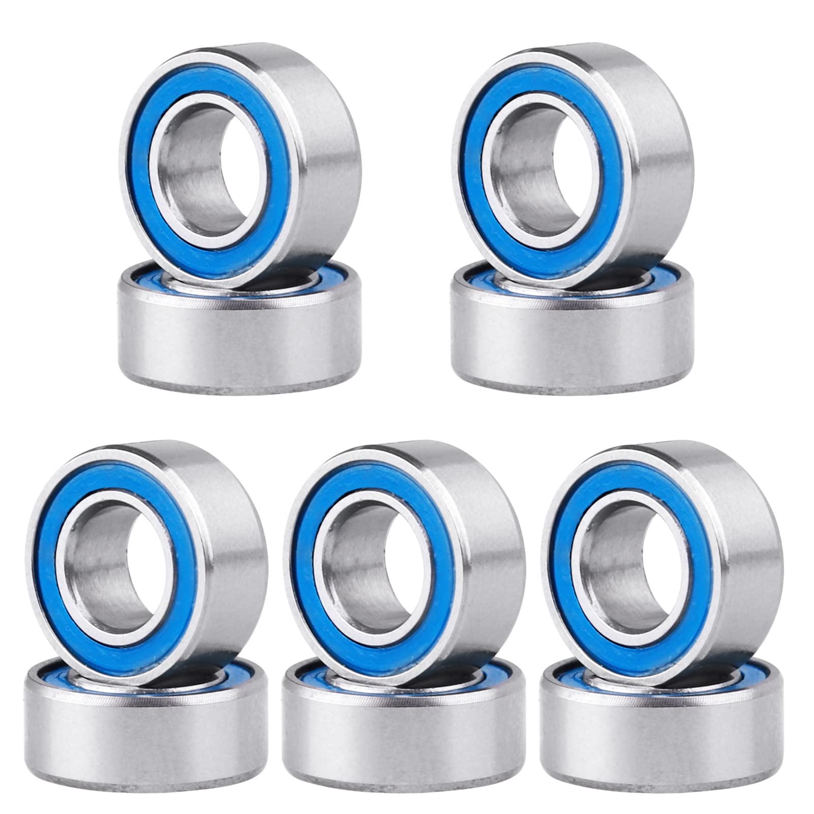 GoHobby RC Ball Bearings 10-Pack Bearing Steel and Double Rubber Sealed Miniature Deep Groove Ball Bearings (5x10x4mm)