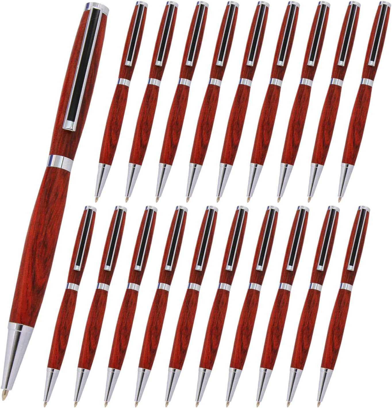 Slimline Pen Kit - Chrome with Black Striped Clip, 20 Pack