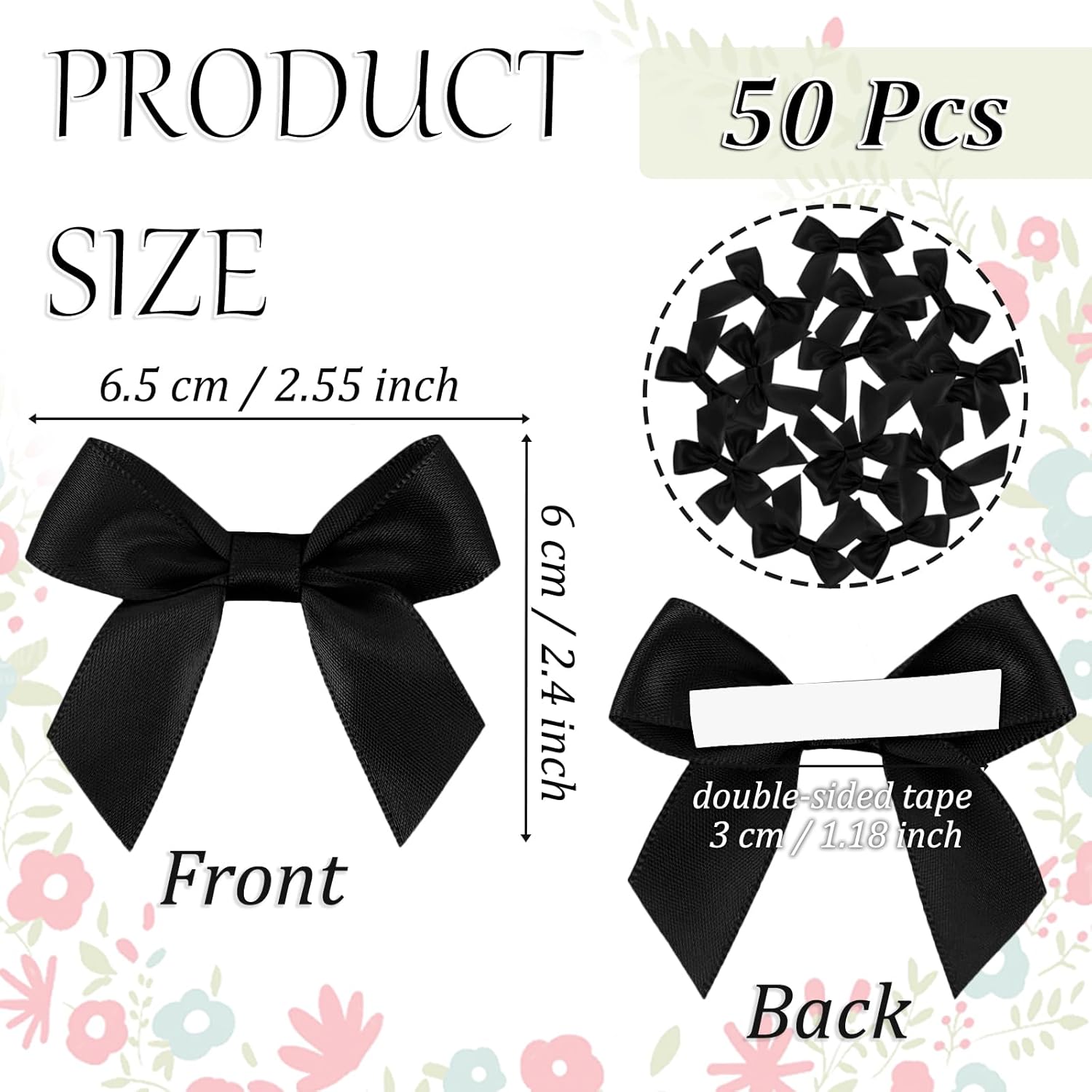 50 Pcs Premade Ribbon Bows Twist Tie Bows Baby Shower Bows Satin Ribbon Bows Self Adhesive Satin Bows for Gift Wrapping for Crafts Baby Shower Birthday Party Wedding Decorations - Image 2