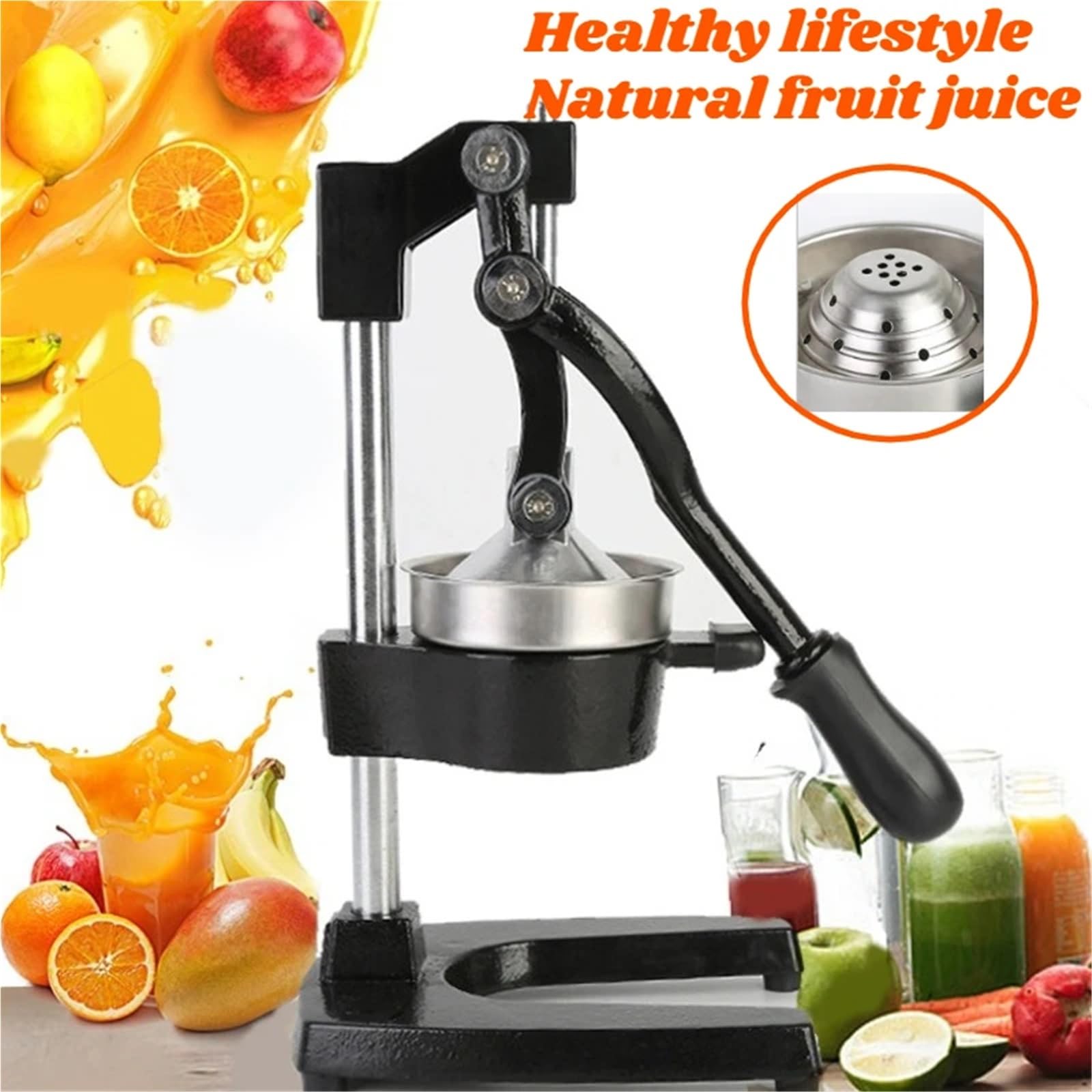 Esprimidores Manual Exprimidor manual de cítricos hierro fundido alta resistencia - Prensa frutas multifunción acero inoxidable(GRAY)
