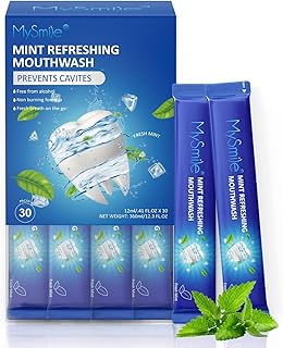 MySmile Mouthwash Alcohol Free, Mouth Wash for Adults, Oral Rinse, Prevents Cavities, Fluoride Free, Fresh Mint, 30 Uses