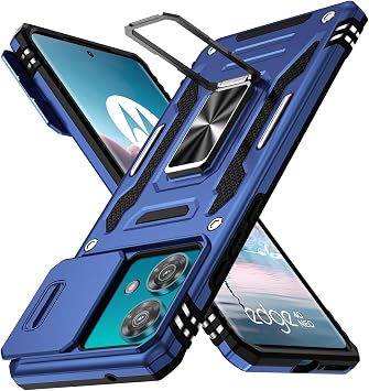 Motorola Edge 40 Neo Case with Ring, Shockproof, Camera Protection, Lens Protection, Screen Protection, US Military MIL Specification, Anti-Fingerprint, Compatible with Car Holder, Stand Function,