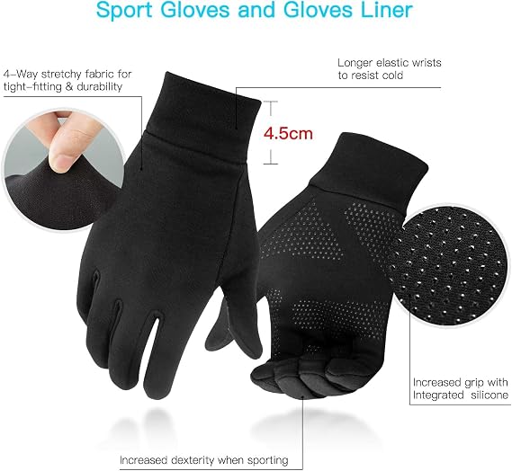 Unigear Lightweight Running Gloves, Touch Screen Glove Liners for Men Women | Anti-Slip Warm Liner Gloves for Cycling, Biking, Driving and Outdoor Sports; Lightweight Fit for Layering in Cool Weather