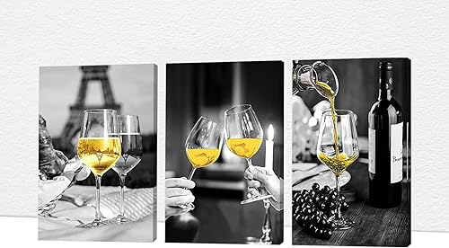 Arte de pared de comedor y cocina, arte moderno de pared, cuadros para cocina y comedor, copas de vino, lienzo de frutas para decoración de cocina,