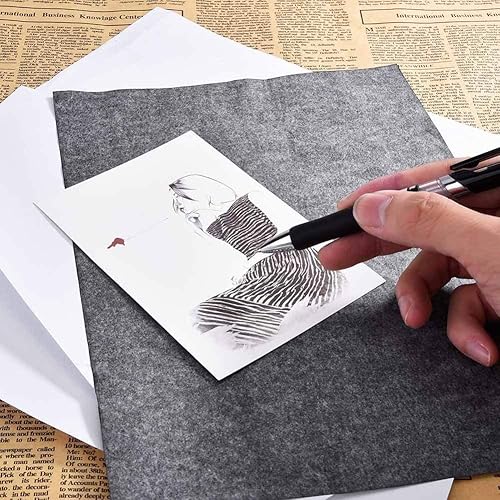Miniatura 7 de 200 hojas de papel de carbón de grafito, transferencia de carbono negro (8.5 x 11.5 pulgadas) con 5 lápices para relieve, herramientas de punteado