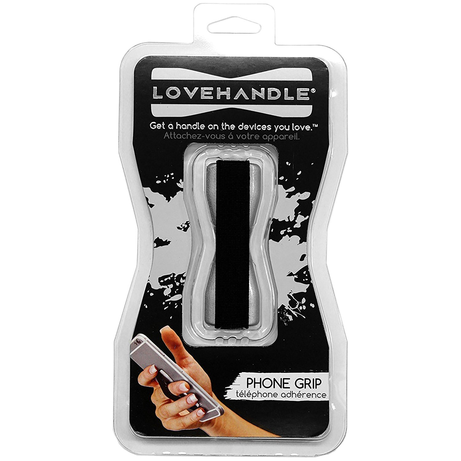 LOVEHANDLEXL Cell Phone,Mobile Phone Grip Holds Device with just a Finger,Ultra Slim Pocket Friendly Love Handle Finger Grip For iPhone,Mini,Grip it Securely For Texting, Photos and Selfies (GREY)