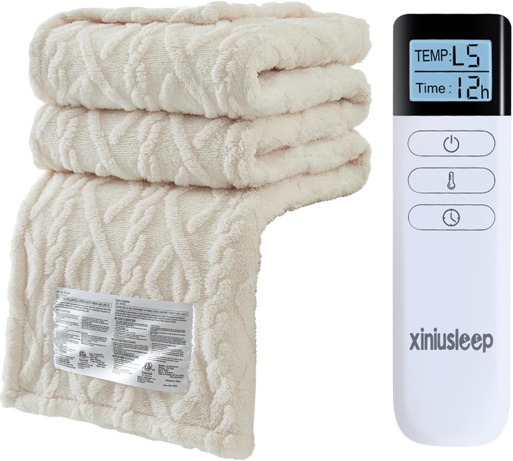 Photo 1 of XINIUSLEEP Heated Blanket Electric Blanket, 62"×84" Heating Blanket, 5 Heating Level, 1-12 Hour Auto Off, Intelligent Overheat Protection (Beige)