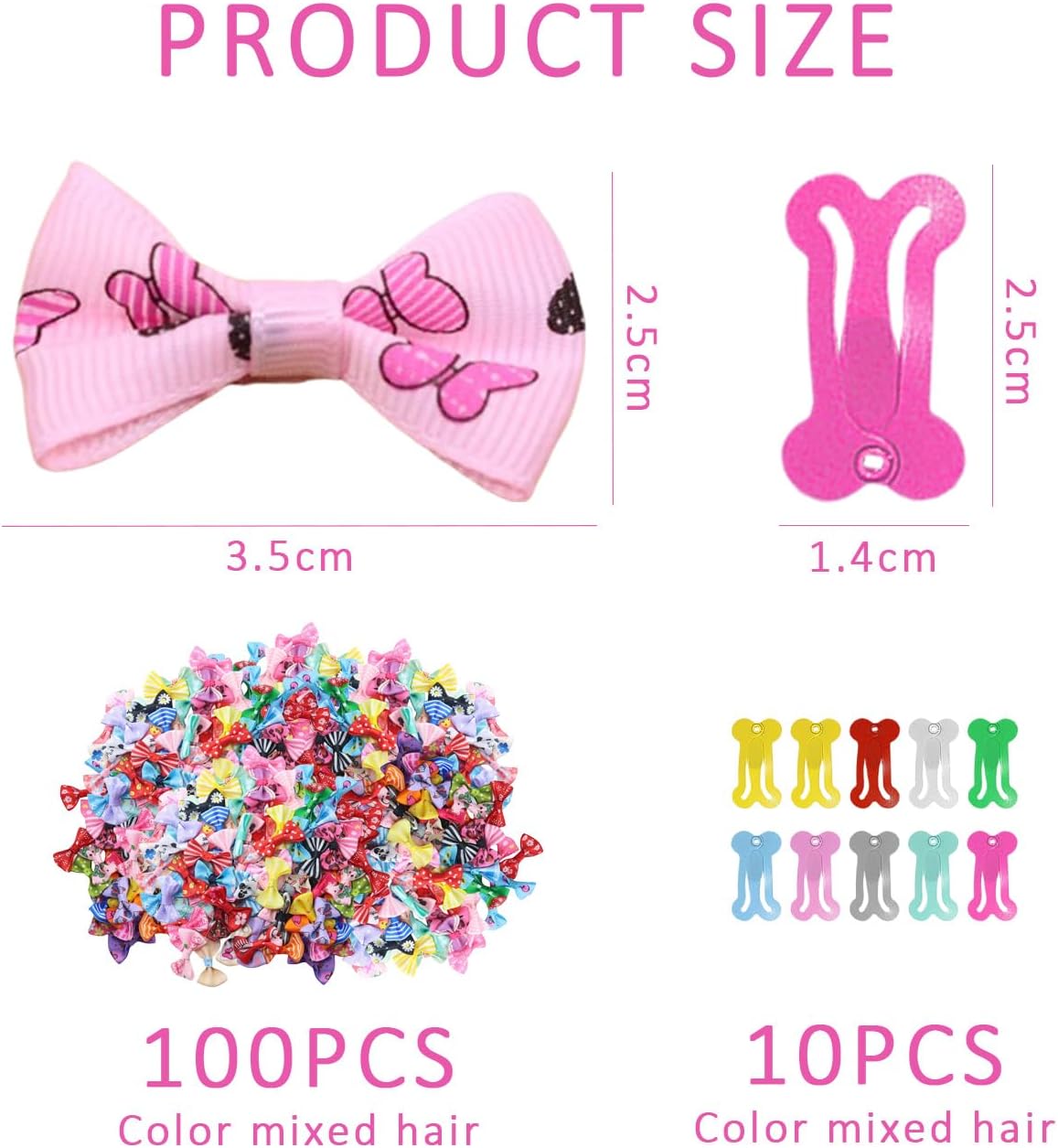 100 Bows, 10 Bone Hair Accessories, Dog Flies, Dog Hair Bows, Dog Grooming Accessories, Dog Collar Bows 3