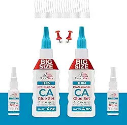 Cola Ca Premium de Viscosidade Fina de 8 Oz para Marcenaria com Garrafas Extras, Tampas e Micropontas, Kit de Supercola para Torneamento de Madeira, Plástico, Madeira e Ar (8 Onças, Claro)