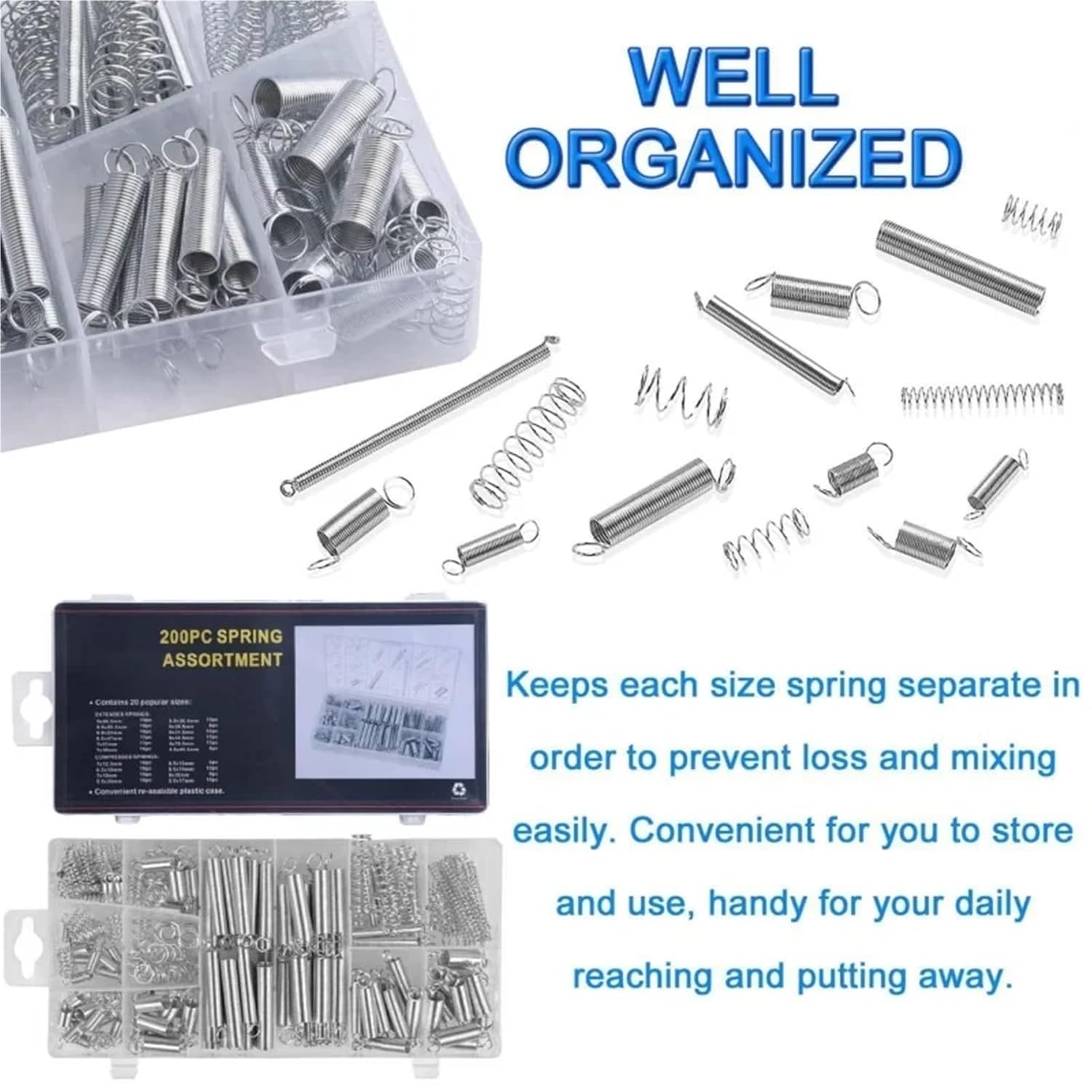 Springs 400/600Pcs Compression Spring Kit Mechanical Extension Springs Set for Home Repairs for Mechanical Equipment, Industrial Machinery(2set)