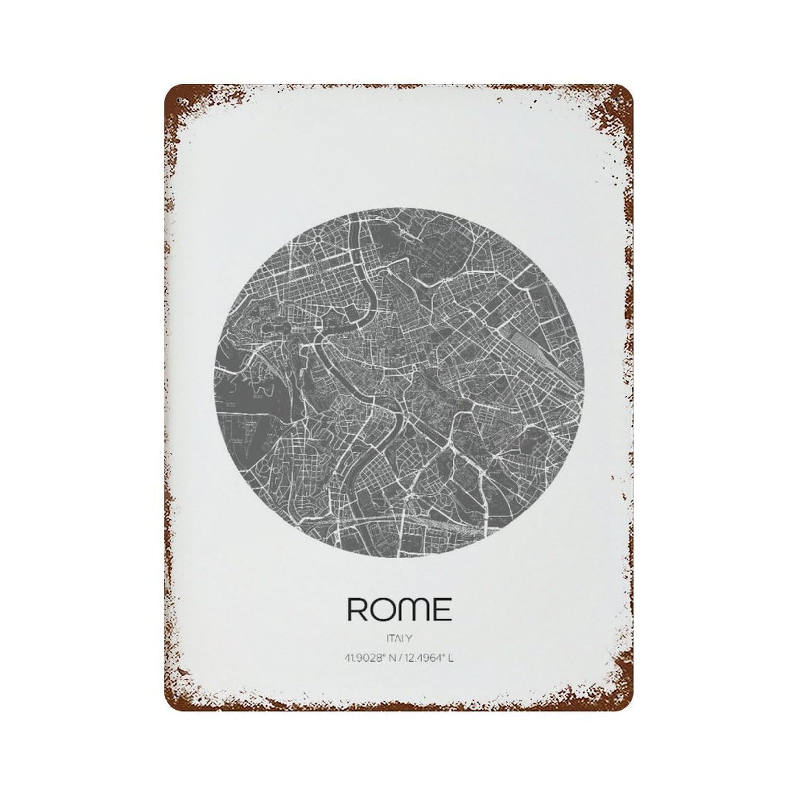 xiaoxiaoshen Rome Map Modern Home Decor Wall Decor Art Metal Tin Poster Modern Home Decor Art Home Bar Shop Decorations Vintage Sign 40x30cm