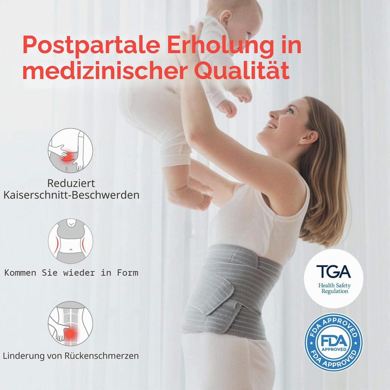 Mamaway Bauchband nach der Geburt, C-Abschnitt, Bauchbinde für postnatale, verstellbare Bauchwickel, Bauchstütze, Rückenschmerzlinderung (Polyester aus Bambuskohlefaser)