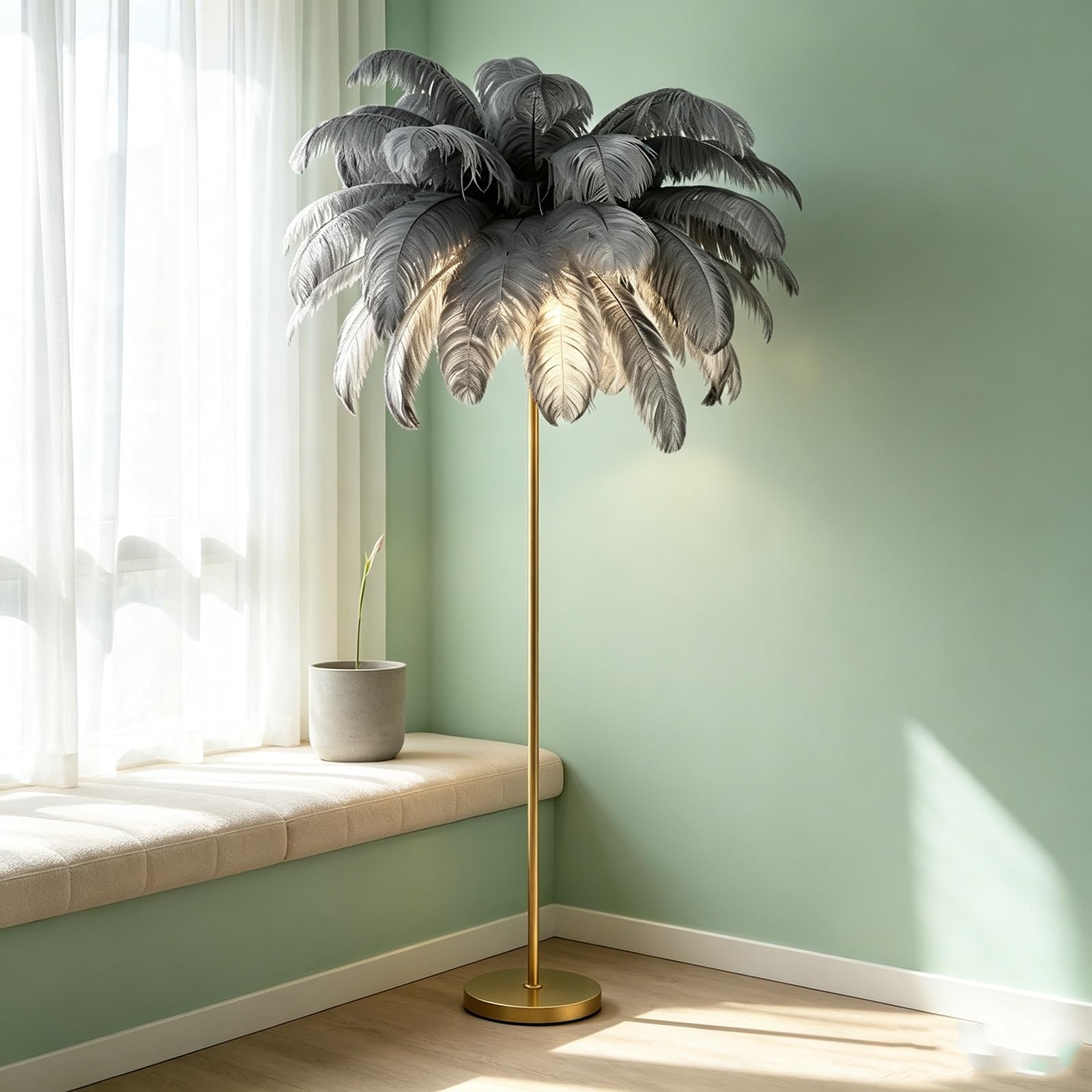 LCNDKF Bedroom Ambient LED Feather Floor Lamp