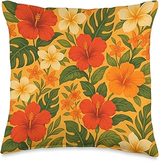 Flowers Colorful Tropical Boho Hawaii Aloha Floral Art Throw Pillow