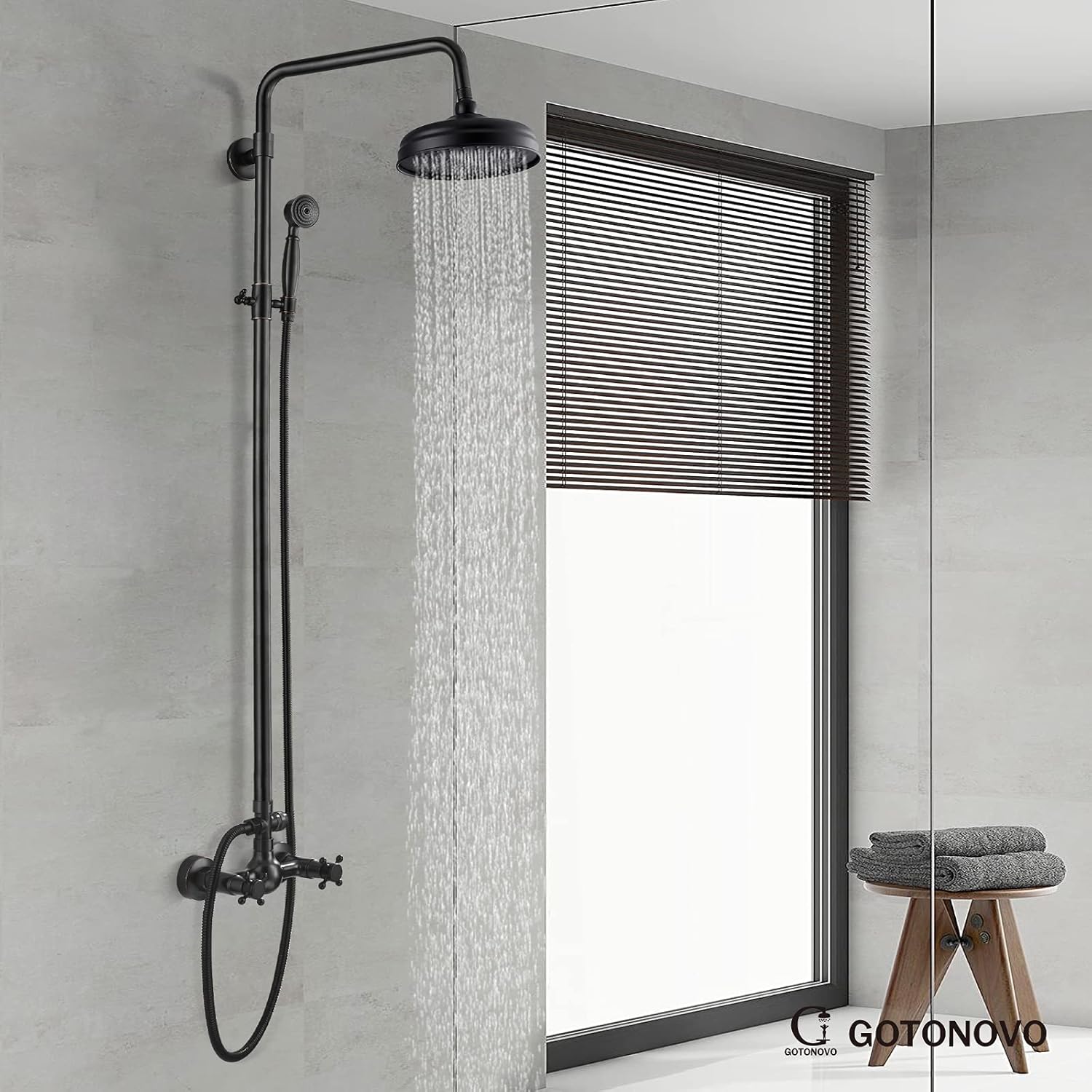 🔥 Crаzу Dеаlѕ Oil Rubbed Bronze Shower Fixture Set 8 Rain Shower Head 2 Double Knobs Cross Handle Shower Faucet Combo System Unit Set Dual Function