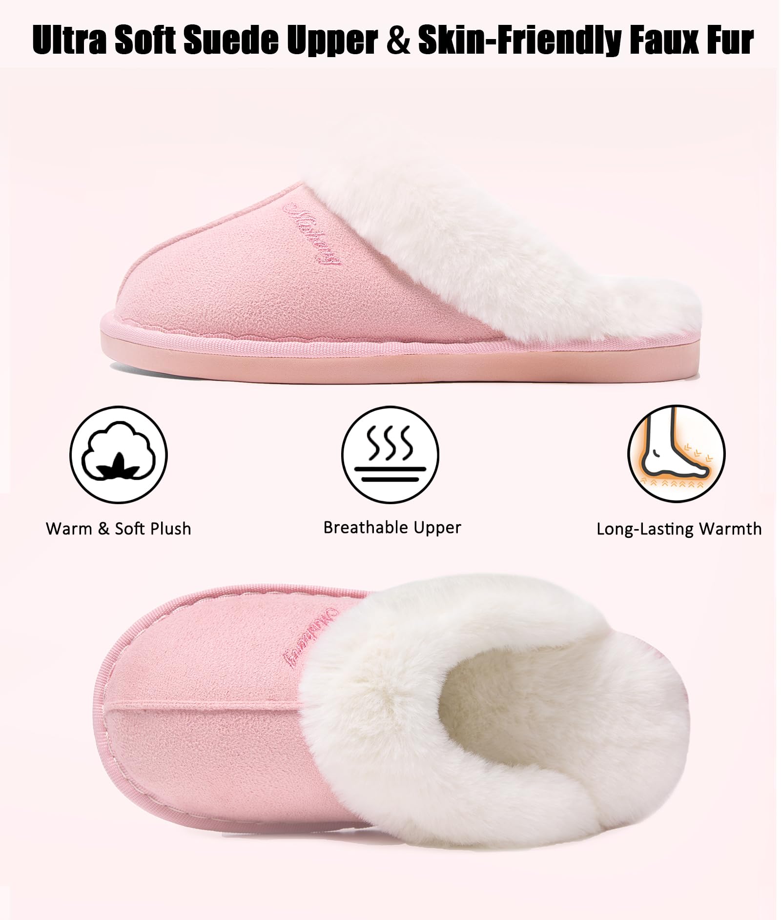 Coswind Pantofole Donna Uomo Invernali Peluche Ciabatte da Casa with Memory Foam Pelose Calde Comode Fluffy Antiscivolo Autunno Interno Esterno