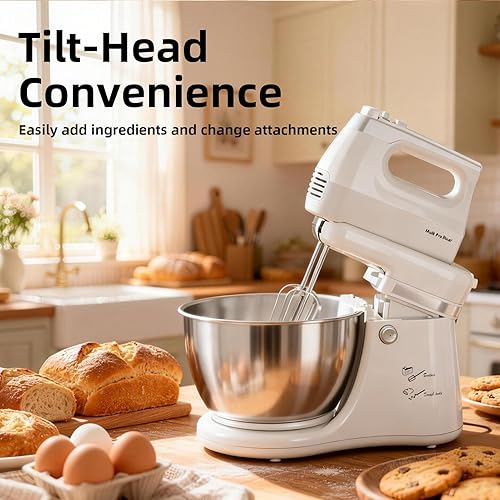 Miniatura 4 de Batidora de pie Mezclador de mano eléctrico de cocina - 4.8 QT Batidora de pie con cuenco y batidor auto-rotativo inteligente, mezclador de 5