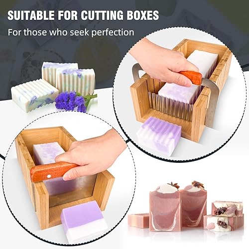 Vista 18 de Walfos Molde de silicona para jabón, molde rectangular flexible para pan viene con caja de madera, acero inoxidable ondulado + raspador recto