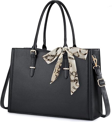 Bolsa para laptop para mujer de 15.6 pulgadas, impermeable, para laptop, bolsa de trabajo de cuero para oficina, viaje, bolsa de hombro, color