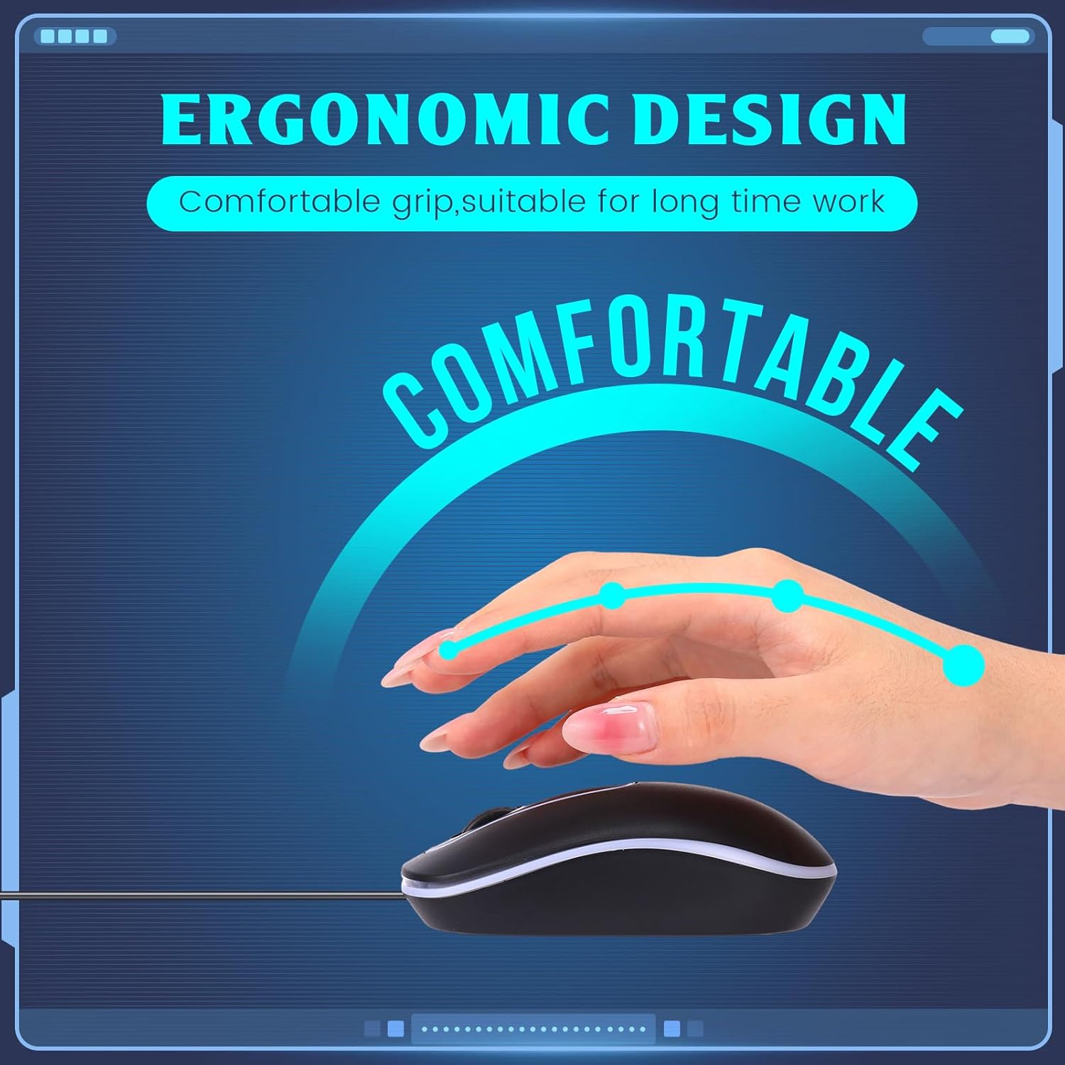 Xuhal 50 Pcs Black USB Wired Mouse Bulk 1000 DPI 3 Button Corded Computer Mouse Multicolor Light Cable Mouse Gaming Mouse Office Home Optical Mice Simple USB Mouse for Computer Laptop Desktop PC