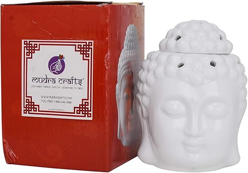 Miniatura 4 de Quemador de aceite, calentador de velas, decoración de estatua de Buda blanca para cera perfumada, fragancia derretida, aceite esencial