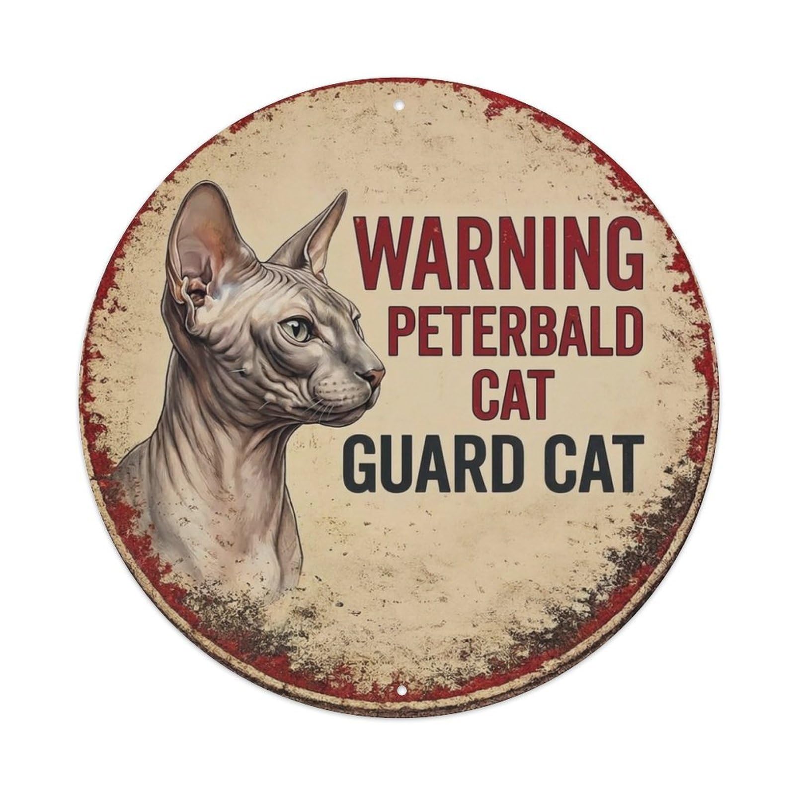Tgrcjimh Style Metal Tin Sign Vintage Warning Peterbald Cat