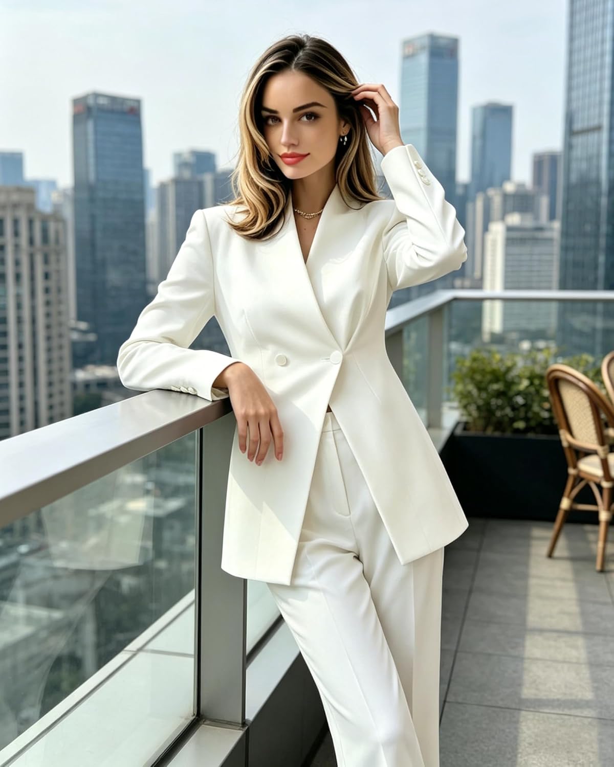 2 Pieces Womens Suit Slim Fit Pant Suits for Women Casual Dressy Pantsuits Formal Business Blazer Pants Suit Set